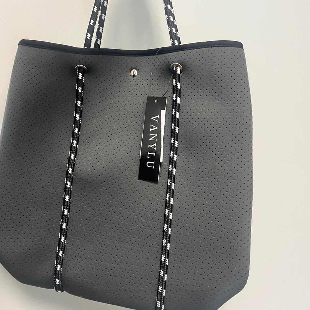 Vanylu neoprene drawstring Gray Tote Bag